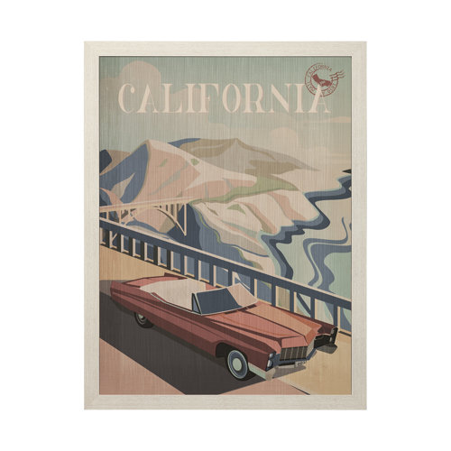 13586 - California Go USA (L) by Mercana Studio a Hand Embellished Decograph Framed Art Print