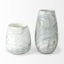 68037 - Volta I Short Gray Cream Glass Abstract Pattern Vase 