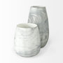 68037 - Volta I Short Gray Cream Glass Abstract Pattern Vase 
