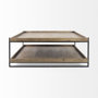 68218 - Trey 48x46 Rectangular Brown Solid Wood Top Table Black Metal Frame Two-Tier Coffee Table