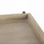 68219 - Trey III 20" x 26" Square Medium Brown Wooden Three-Tiered Black Iron Frame End/Side Table