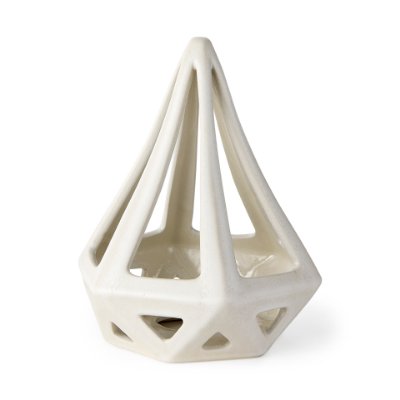 69477 - Hood  7.7L x 7.7W x 9.4H White Geometric Ceramic Object