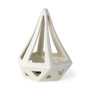 69477 - Hood  7.7L x 7.7W x 9.4H White Geometric Ceramic Object