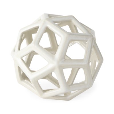 69479 - Geom 7.1L x 7.1W x 7.1H White Ceramic Geometric  Object