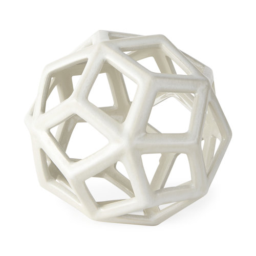 69479 - Geom 7.1L x 7.1W x 7.1H White Ceramic Geometric  Object
