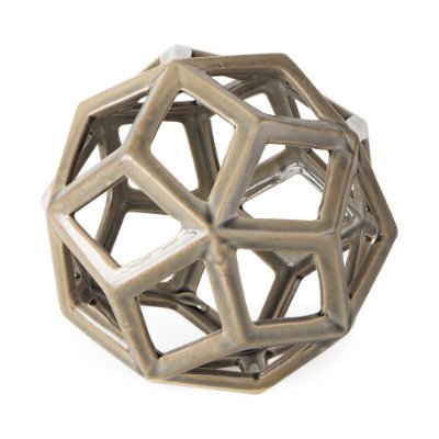 69480 - Geom 7.1L x 7.1W x 7.1H Tan Ceramic Geometric Object