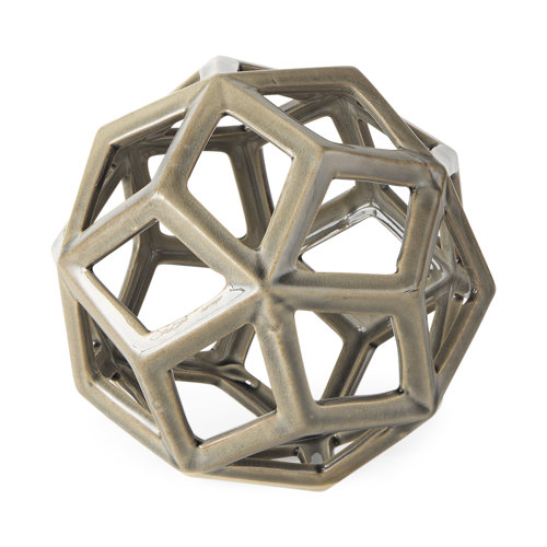 69480 - Geom 7.1L x 7.1W x 7.1H Tan Ceramic Geometric Object