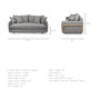 68711 - Roy I 84" Castlerock Gray Upholstered Three Seater Sofa 