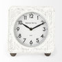 69486 - Karl 8.0L x 2.8W x 8.8H Rustic White Iron Rounded Square Table Clock
