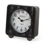 69487 - Karl 6.0L x 3.0W x 6.8H Rustic Black Iron Rounded Square Table Clock