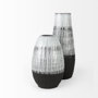 67673 - Tanami II Short Dark Brown/White Glazed Ceramic Vase