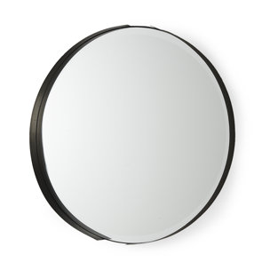 Adrianna 24.4" Black Metal Round Mirror 