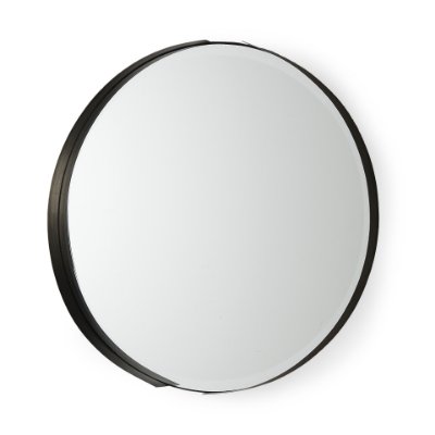 69325 - Adrianna 24.4" Black Metal Round Mirror 