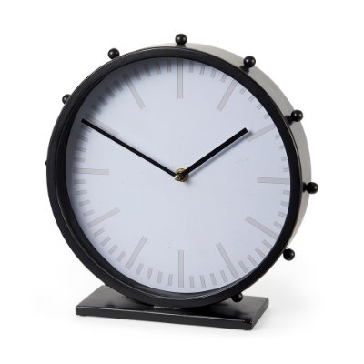 69481 - Marian 11.0L x 3.1W x 11.0H Black Studded Round Table Clock