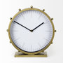 69482 - Marian 11.0L x 3.1W x 11.0H Gold Metal W/Studs Round Table Clock 