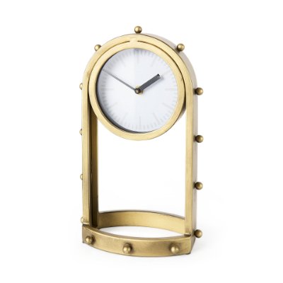 69484 - Marian 7.5L x 5.7W x 13.0H Gold Studded Table Clock