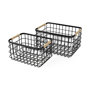 69528 - Marius (Set of 2) Matte Black Metal W/ Rope Trim Rectangular Baskets