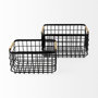 69528 - Marius (Set of 2) Matte Black Metal W/ Rope Trim Rectangular Baskets
