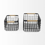 69528 - Marius (Set of 2) Matte Black Metal W/ Rope Trim Rectangular Baskets