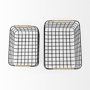69528 - Marius (Set of 2) Matte Black Metal W/ Rope Trim Rectangular Baskets