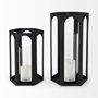 69532 - Balley 9.4L x 9.4W x 19.7H Set of Two Matte Black Metal Hexagonal Candle Holder Lanterns 