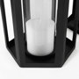 69532 - Balley 9.4L x 9.4W x 19.7H Set of Two Matte Black Metal Hexagonal Candle Holder Lanterns 