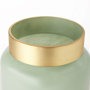 69551 - Minty  9.9L x 9.9W x 9.6H Green Glass Vase W/Matte Gold Metal Neck Cuff