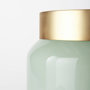 69551 - Minty  9.9L x 9.9W x 9.6H Green Glass Vase W/Matte Gold Metal Neck Cuff