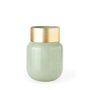 69552 - Minty Medium 8.7L x 8.7W x 12.4H Green Glass Vase W/Matte Gold Metal Neck Cuff