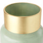 69552 - Minty Medium 8.7L x 8.7W x 12.4H Green Glass Vase W/Matte Gold Metal Neck Cuff