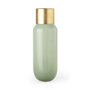 69553 - Minty  5.7L x 5.7W x 16.8H Green Glass Vase W/Matte Gold Metal Neck Cuff