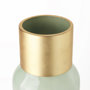 69553 - Minty  5.7L x 5.7W x 16.8H Green Glass Vase W/Matte Gold Metal Neck Cuff