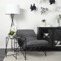 69137 - Leonidas 28.5L x 29.5W x 34.0H  Grey Fabric Wrap Black Metal Frame Accent Chair