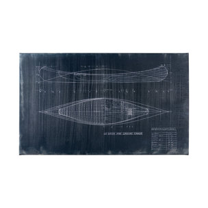 Canoe Blueprint (50 x 30) by Fiona H a Hand Embellished Textured Canvas