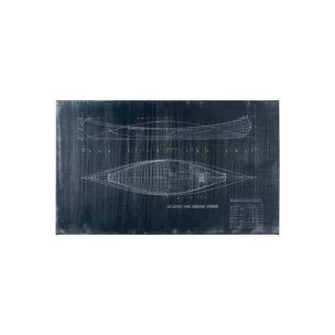 Canoe Blueprint (40 x 24) by Fiona H a Hand Embellished Textured Canvas