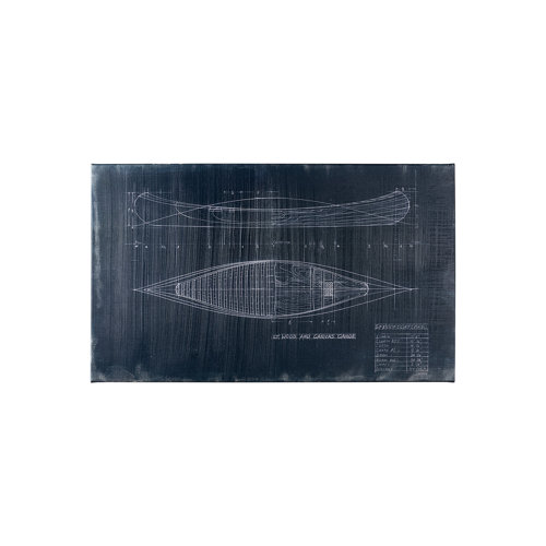 101903-S - Canoe Blueprint (40 x 24) by Fiona H a Hand Embellished Textured Canvas