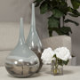 31000 - Erie II Tall Two Toned Sky Blue Dark Brown Blown Glass Vase 