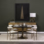 67502-AB - McLeod II 54" Round Brown Solid Wood Top Gold Metal Base Dining Table