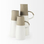 31060 - Garand Large 18.8H Two-Toned White Natural Ceramic Jug