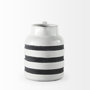 31066 - Harmon I Small White w/ Charcoal Stripes Ceramic Jug