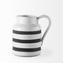 31066 - Harmon I Small White w/ Charcoal Stripes Ceramic Jug