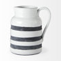31067 - Harmon II  Large White w/ Charcoal Stripes Ceramic Jug