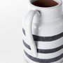 31067 - Harmon II  Large White w/ Charcoal Stripes Ceramic Jug