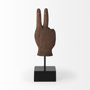 57949 - Pacem 4L x 4W Natural Wooden Carved Peace Sign Hand