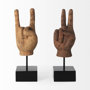 57949 - Pacem 4L x 4W Natural Wooden Carved Peace Sign Hand