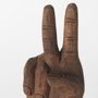57949 - Pacem 4L x 4W Natural Wooden Carved Peace Sign Hand