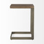 69170 - Faye 14L x 18W x 26H Medium Brown Wood W/ Antique Nickel Finished Metal Base C Side Table