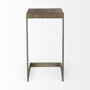 69170 - Faye 14L x 18W x 26H Medium Brown Wood W/ Antique Nickel Finished Metal Base C Side Table