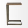 69170 - Faye 14L x 18W x 26H Medium Brown Wood W/ Antique Nickel Finished Metal Base C Side Table