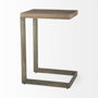 69170 - Faye 14L x 18W x 26H Medium Brown Wood W/ Antique Nickel Finished Metal Base C Side Table
